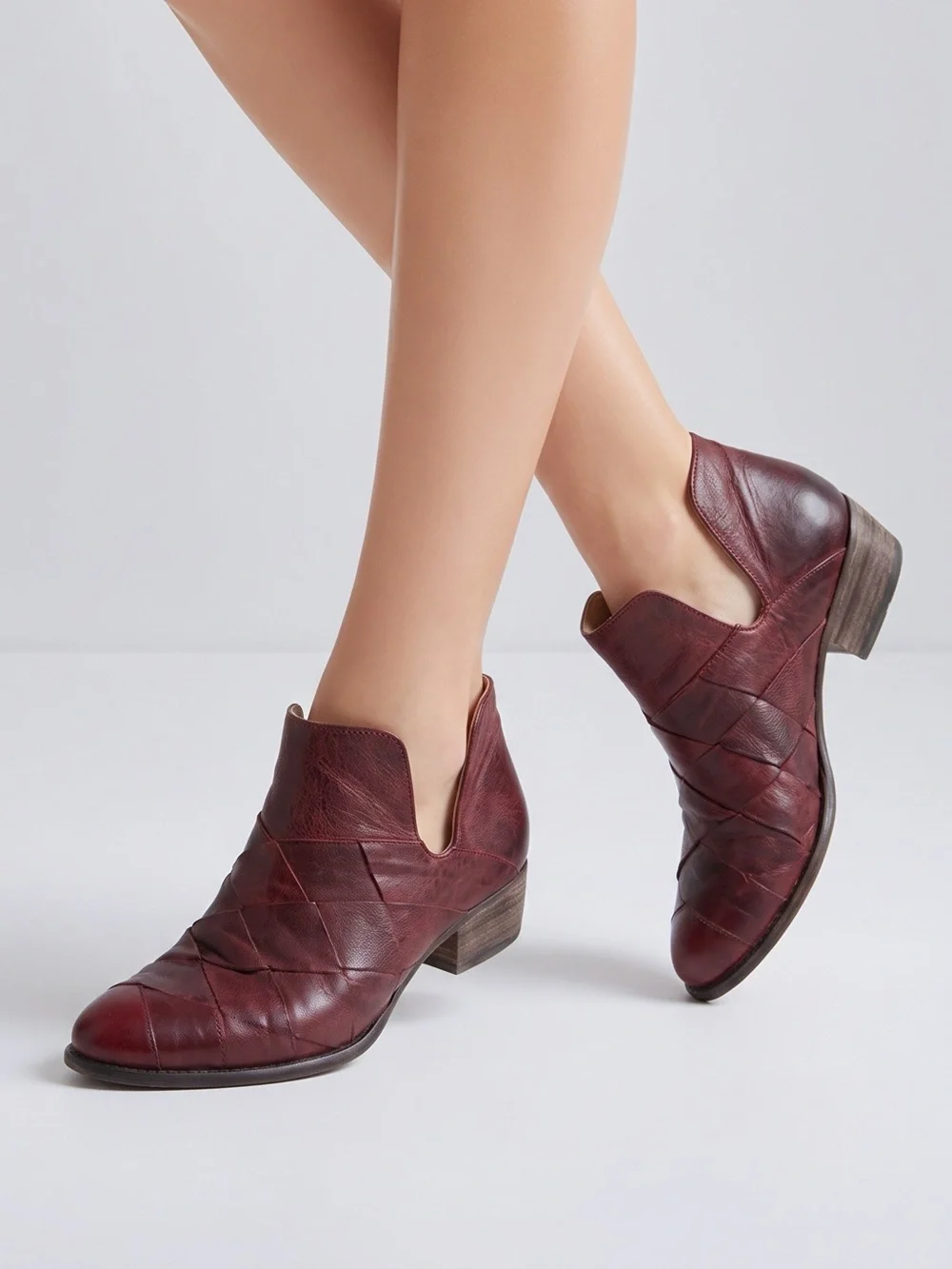 Anthropologie Seychelles Boho Deep Sea woven leather ankle booties in red